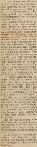 Nieuwe RK pastorie Dijkstraat, Aalten - Aaltensche Courant, 24-10-1919