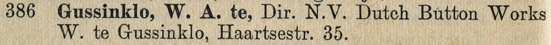 W.A. te Gussinklo - Haartsestraat 35, Aalten - Telefoongids 1958