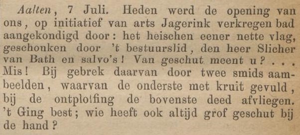 Opening bad Aalten - Zutphensche Courant, 11-07-1885