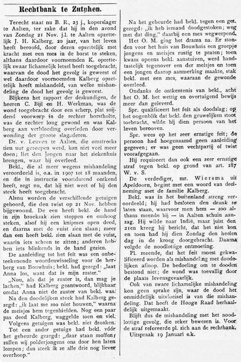 Moord in Aalten - Graafschapbode, 15-01-1910