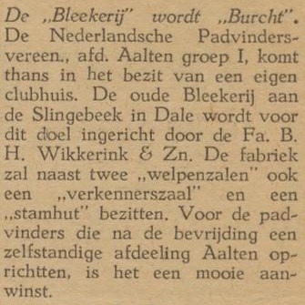 Blekerij wordt Padvindersburcht, Aalten - De Graafschapper, 11-02-1946