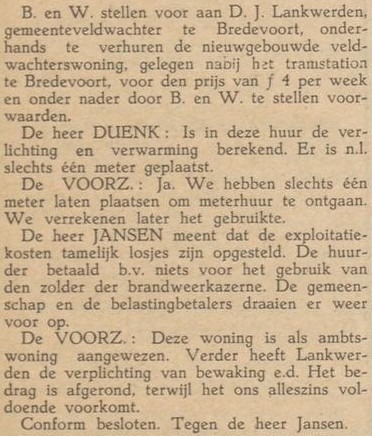 Singel 1, Bredevoort (Veldwachterswoning) - Aaltensche Courant, 25-08-1933