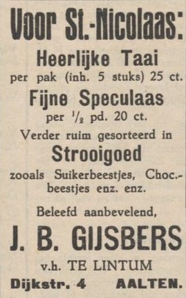 Gijsbers v.h. Te Lintum, Dijkstraat 4 - Aaltensche Courant, 03-12-1937