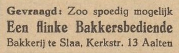 Kerkstraat 13, Aalten (Bakkerij Te Slaa) - Aaltensche Courant, 02-10-1945