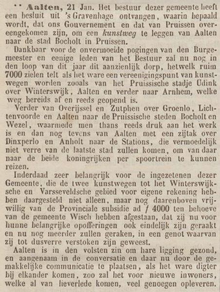 De Grondwet, 24-01-1854 - Aalten knooppunt van wegen