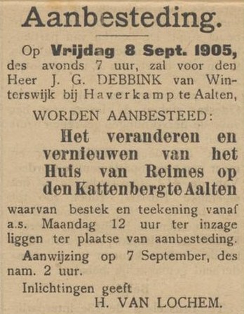 Debbink, Lichtenvoordsestraat 2 - Aaltensche Courant, 02-09-1905