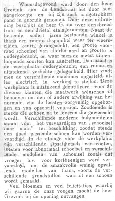 Grevink Schoenenwinkel, Landstraat, Aalten - Aaltensche Courant, 21-11-1930