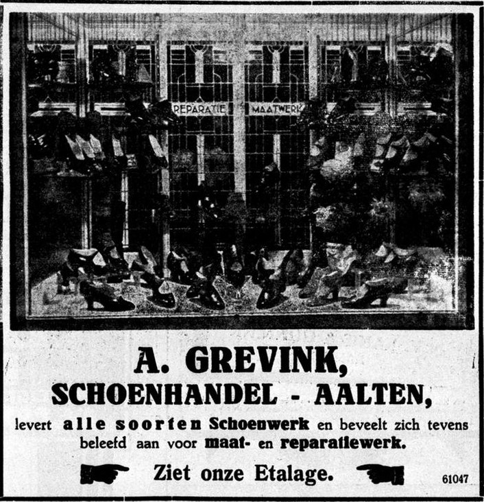 Grevink Schoenhandel, Landstraat, Aalten - Graafschapbode, 28-11-1930