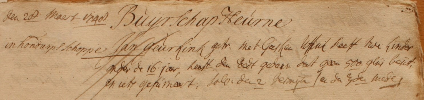 Hondorps Schoppe, Heurne - Liberale Gifte 1748