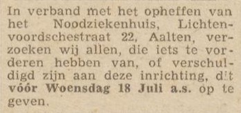 Emergency Hospital Aalten – De Graafschapper, 14 July 1945