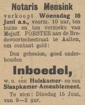 J. Förster - Aaltensche Courant, 08-06-1926