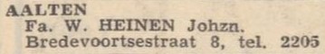 W. Heinen, Bredevoortsestraat 8, Aalten - Trouw, 23-02-1961