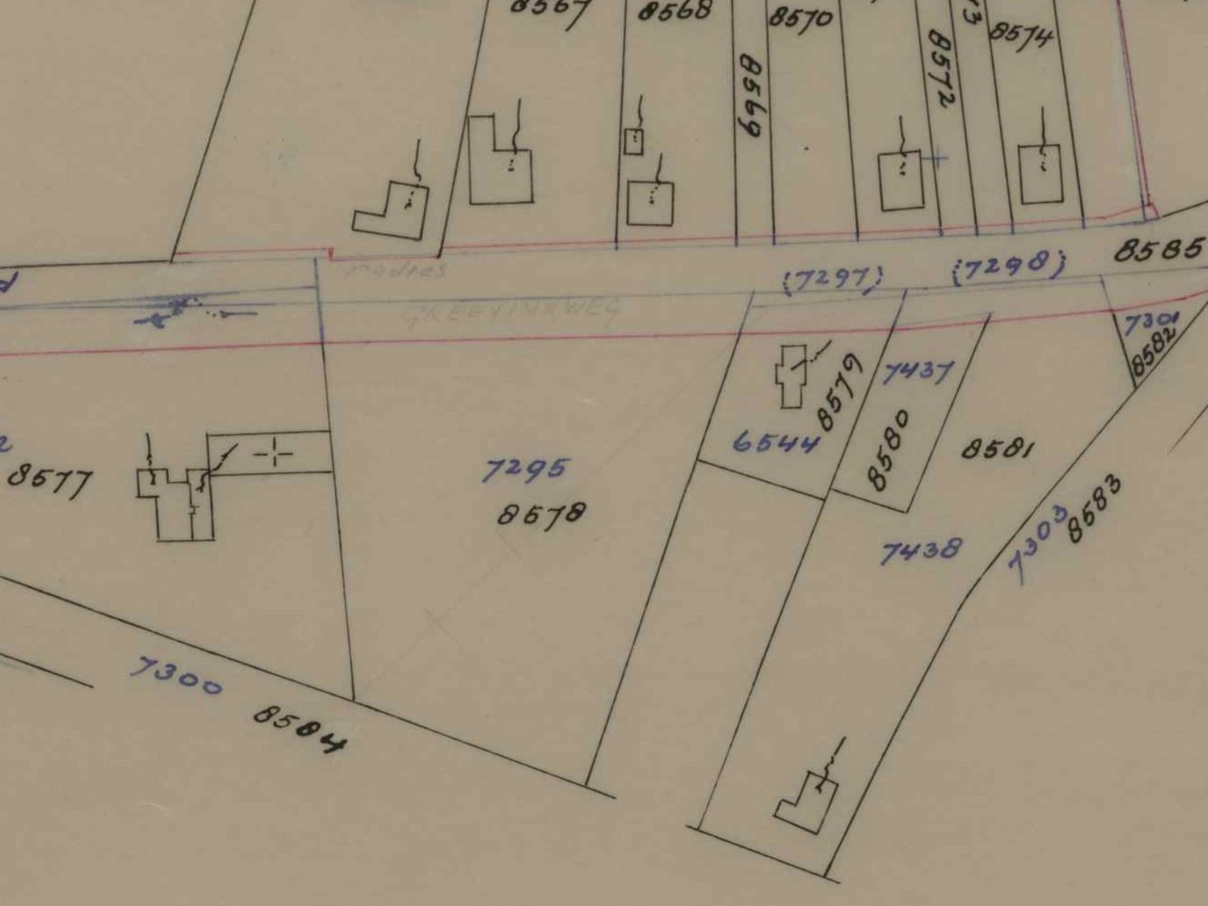 De Driehoek, Aalten - Fragment kadastrale kaart, 1961