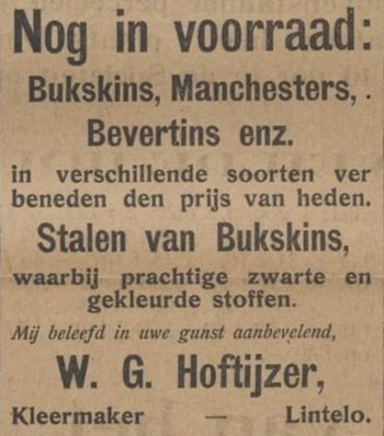 Kleermaker Hoftijzer, Lintelo - Aaltensche Courant, 07-07-1916