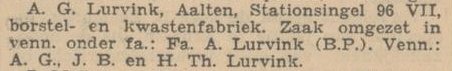 Piet Heinstraat 10, Aalten (Borstelfabriek Lurvink) - Arnhemsche Courant, 15-03-1933