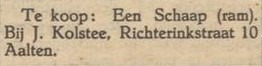 Richterinkstraat 10, Aalten (Kolstee) - Aaltensche Courant, 25-04-1941