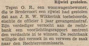 Bicycle stolen – Zutphensch Dagblad, 14 April 1947