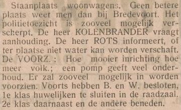 Traveller site Bredevoort – Nieuwe Aaltensche Courant, 6 July 1923