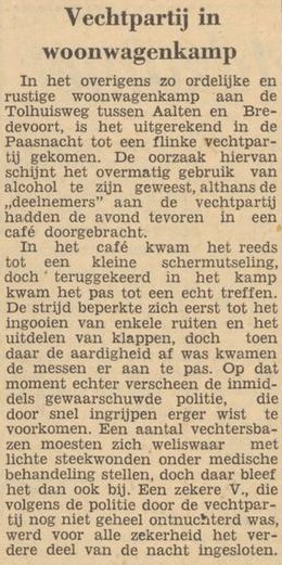 Brawl at caravan site – Tubantia 19 April 1960