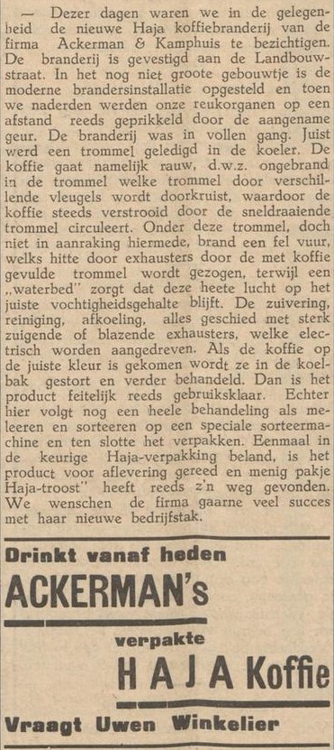 Ackerman & Kamphuis, koffiebranderij - Aaltensche Courant, 25-05-1934