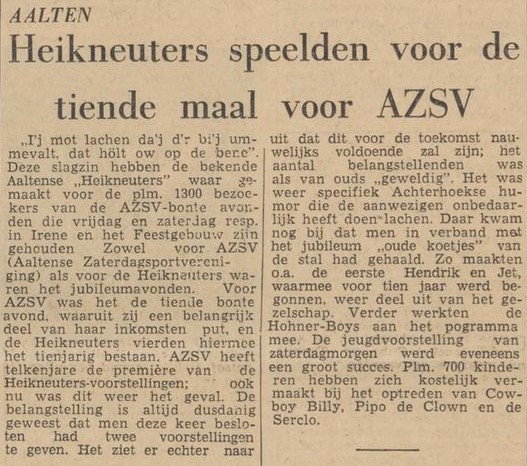 Heikneuters bij AZSV - Tubantia, 29-10-1962