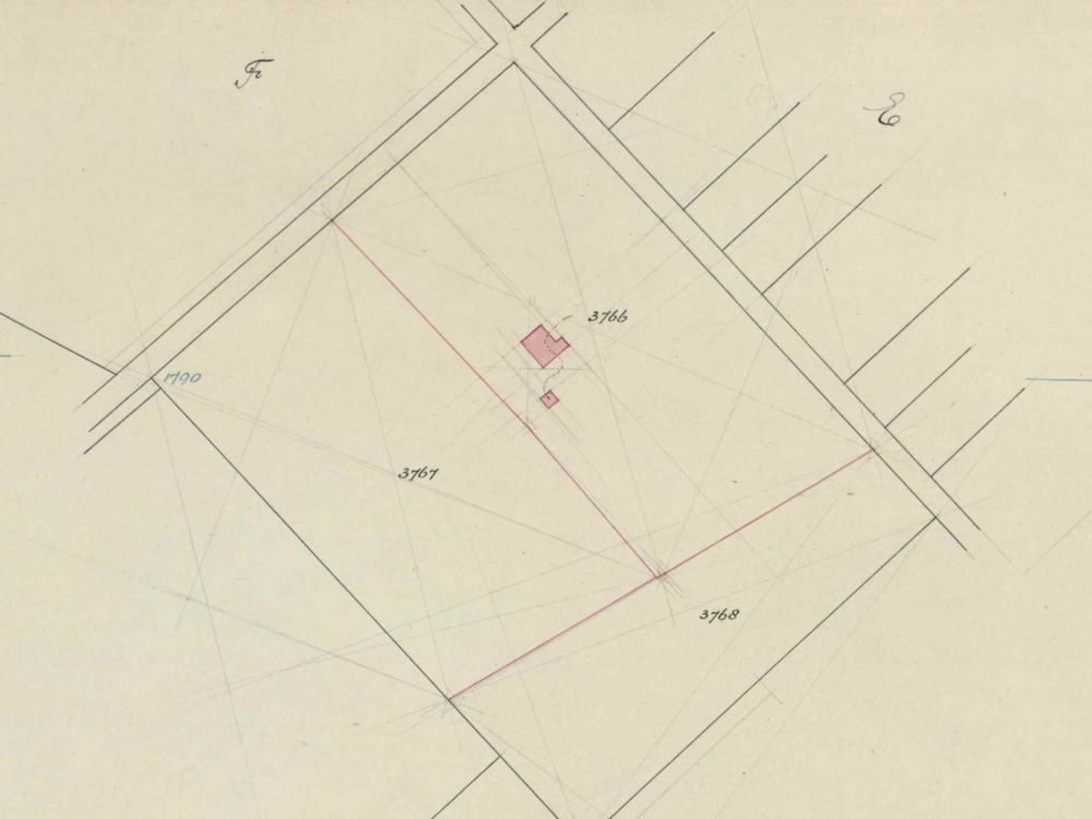 Huiskermatedijk 2, Haart - Fragment kadastrale kaart, 1909