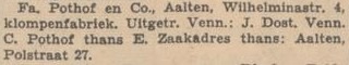 Klompenfabriek Pothof - Arnhemsche Courant, 06-11-1937