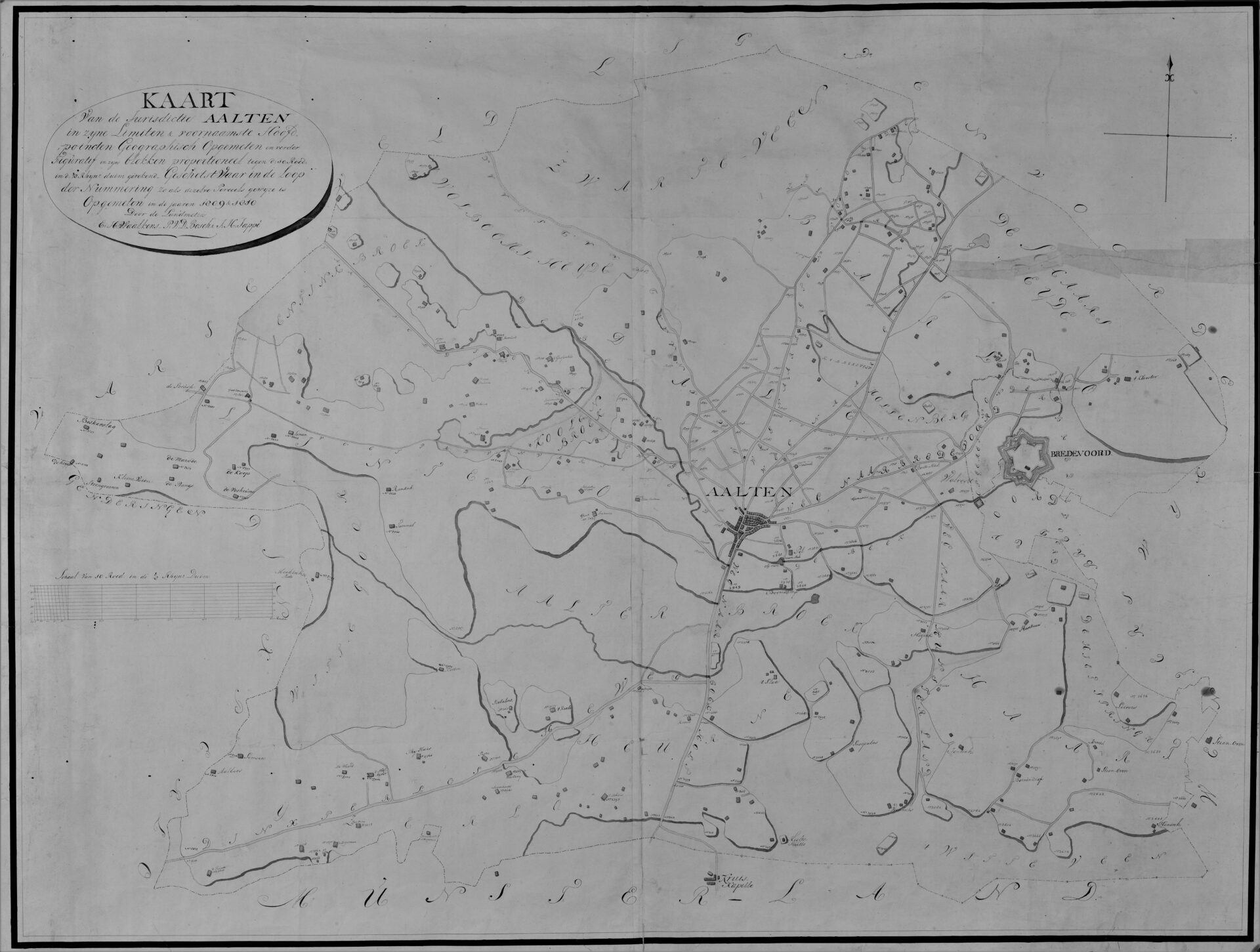 Kaart van de jurisdictie Aalten, 1809-1810