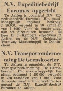 Euromex - De Grenskoerier, Aalten - Dagblad Tubantia, 02-03-1962