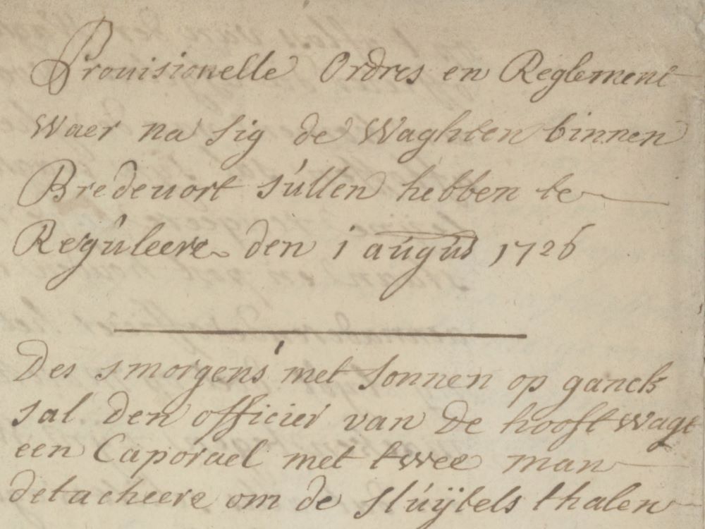 Reglement Poortwachters Bredevoort 1726