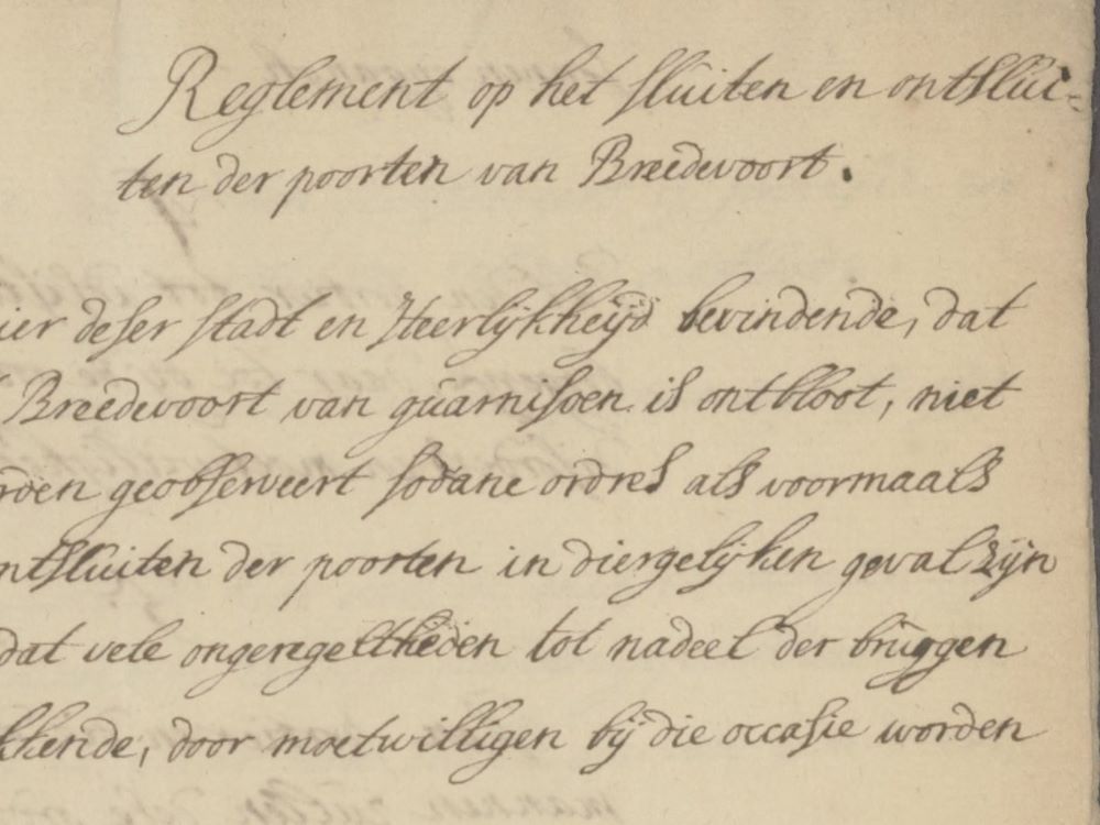 Reglement op het sluiten en ontsluiten der poorten van Bredevoort 1759
