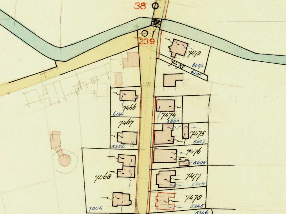 Stationsstraat, Aalten - Fragment kadastrale kaart, 1946