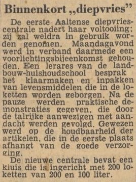 Communal freezer in Aalten - Dagblad Tubantia, 21 January 1958