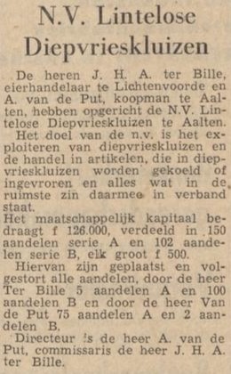 Communal freezer lockers Lintelo - Dagblad Tubantia, 19 April 1963
