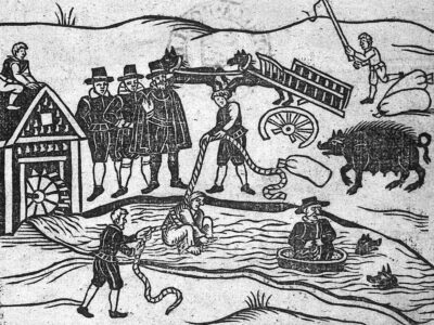 Heks ondergaat de waterproef (bron: Wellcome Collection)