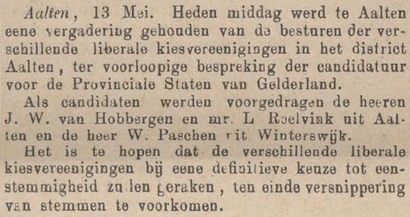 Kiesdistrict Aalten - Zutphensche Courant, 16-05-1882