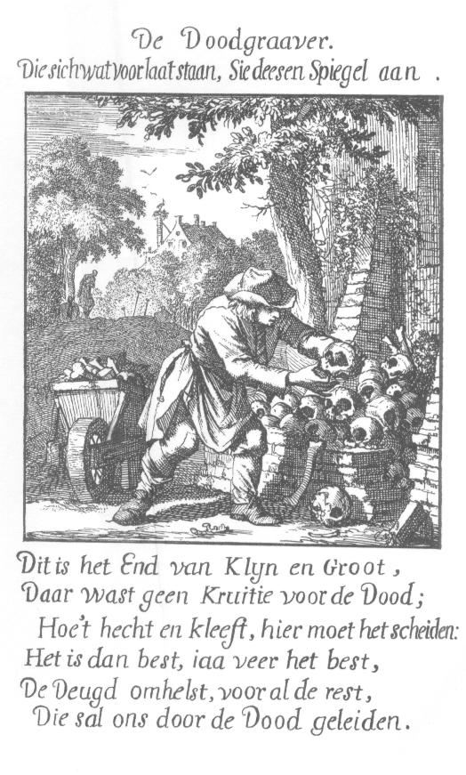 De Doodgraver, door Jan & Casper Luyken, 1694