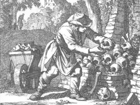 De Doodgraver, door Jan & Casper Luyken, 1694