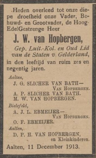 Jacobus Wilhelmus van Hopbergen - Aaltensche Courant, 17-12-1913
