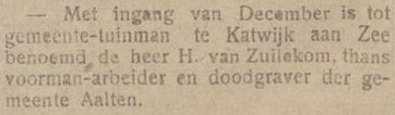 Van Zuilekom, doodgraver - Nieuwe Aaltensche Courant, 12-11-1918