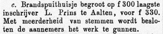 Brandspuithuisje, Aalten - Graafschapbode, 21-04-1886