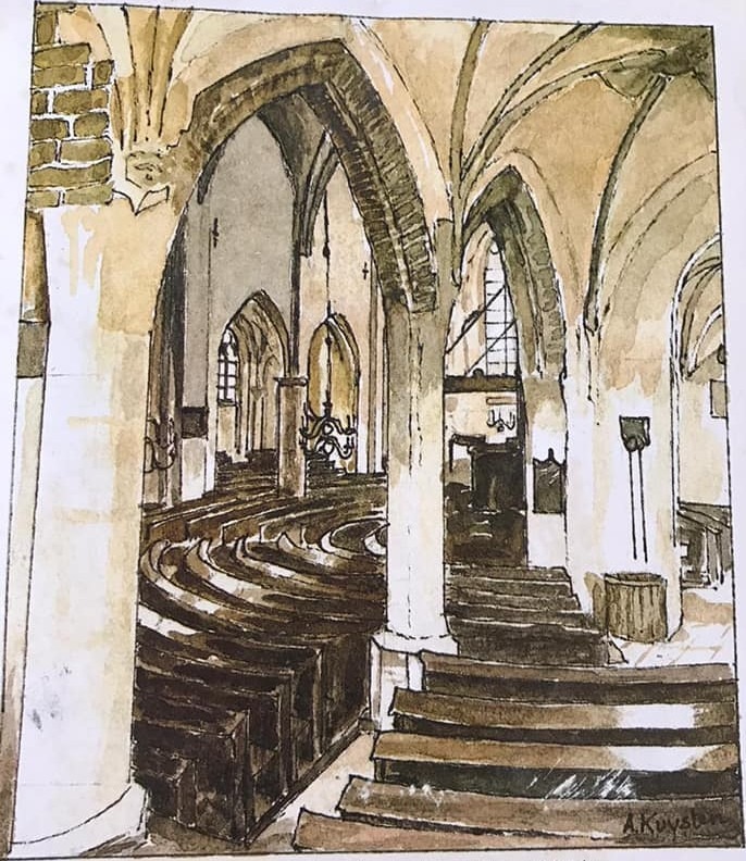 Anton Kuijsten - Interieur Grote of St. Helenakerk te Aalten, zuidzijde