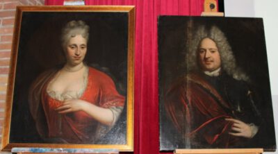 De portretten van Lambert Joost van Hambroick en zijn vrouw Mechteld Anna Bentinck-Van Diepenheim, foto: Lydia ter Welle