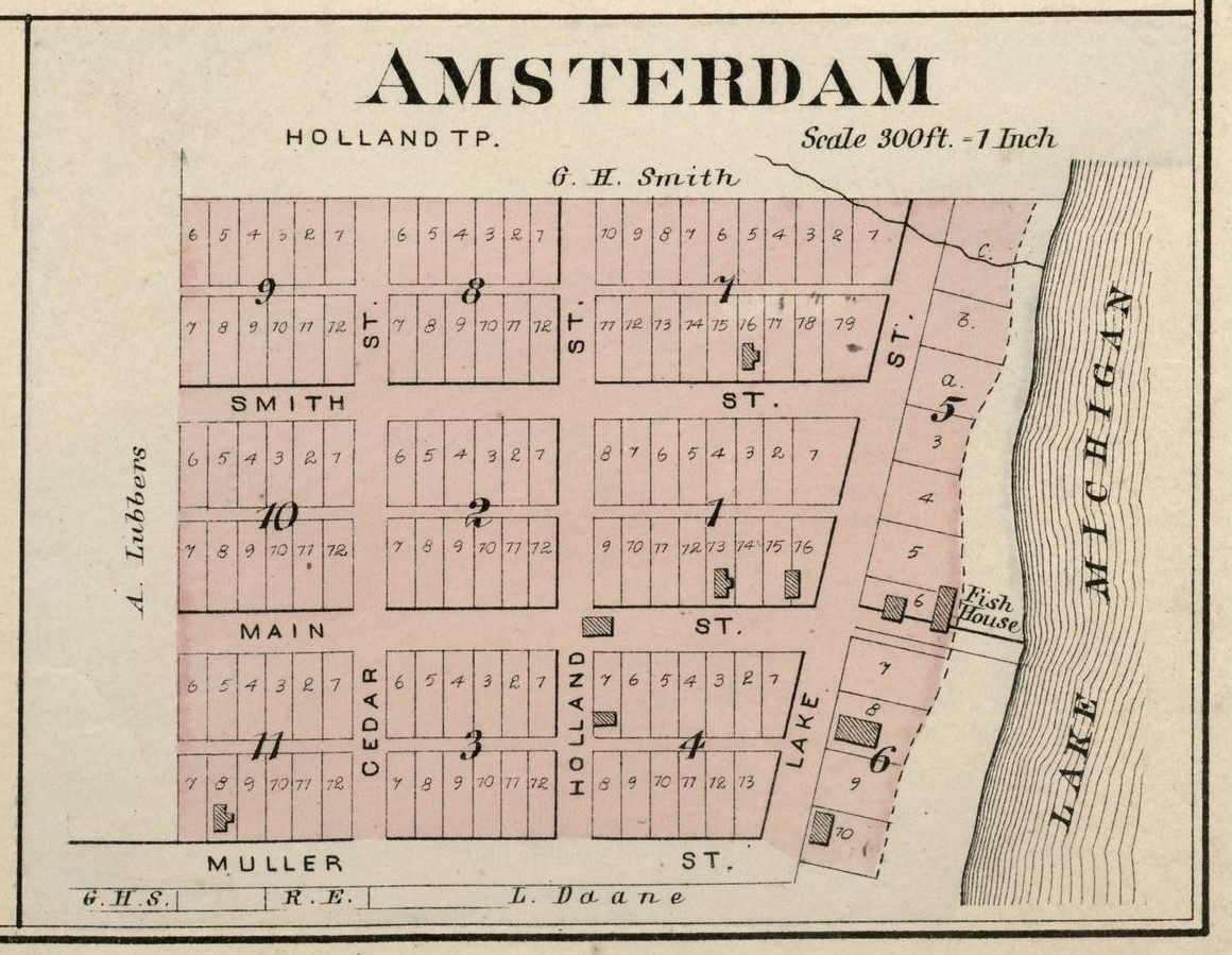 Plot plan Amsterdam, Sheboygan, by Charles M. Foote, 1889 (Photo Wisconsin Historical Society)