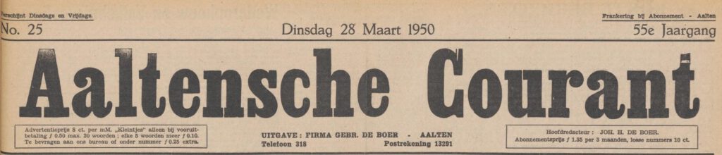 Aaltensche Courant, 28-03-1950