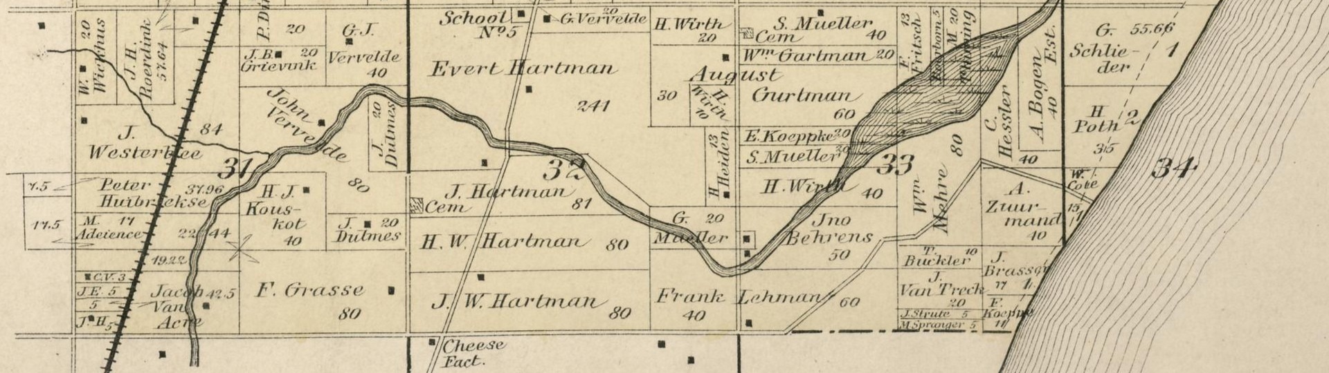 Map of Wilson Township, Sheboygan, 1889